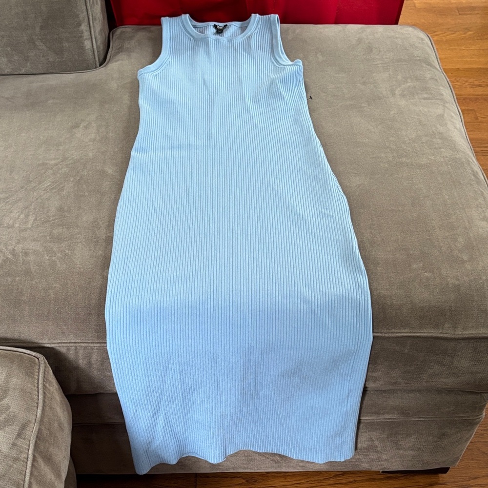 Express Light Blue Ribbed Maxi Dress